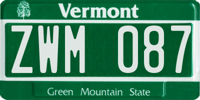 VT license plate ZWM087