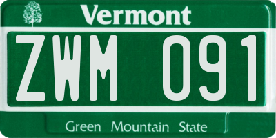 VT license plate ZWM091