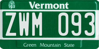 VT license plate ZWM093