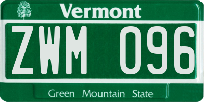 VT license plate ZWM096
