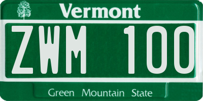 VT license plate ZWM100