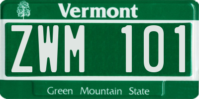 VT license plate ZWM101