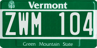 VT license plate ZWM104