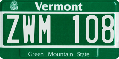VT license plate ZWM108