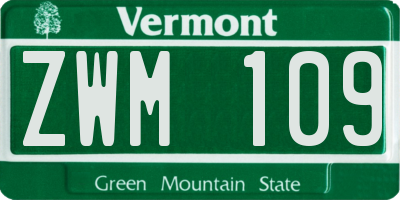 VT license plate ZWM109