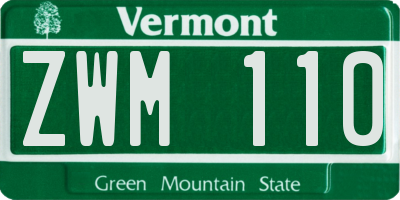 VT license plate ZWM110
