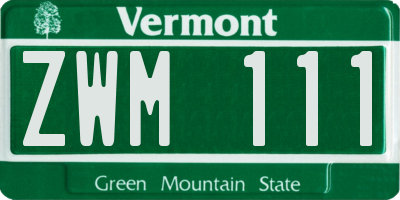 VT license plate ZWM111
