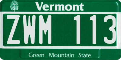 VT license plate ZWM113