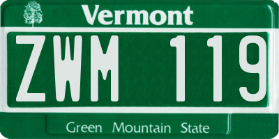 VT license plate ZWM119
