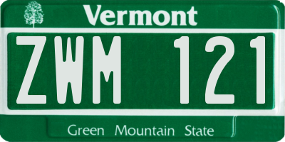 VT license plate ZWM121