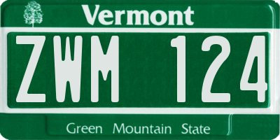 VT license plate ZWM124