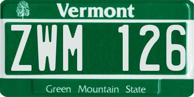 VT license plate ZWM126