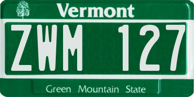 VT license plate ZWM127