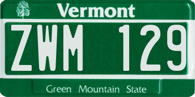 VT license plate ZWM129