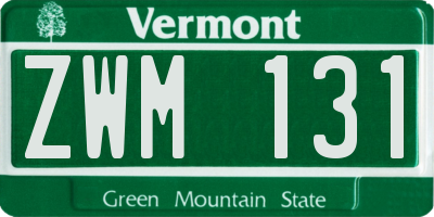VT license plate ZWM131