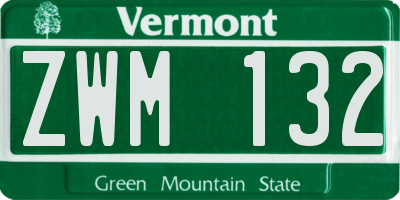 VT license plate ZWM132