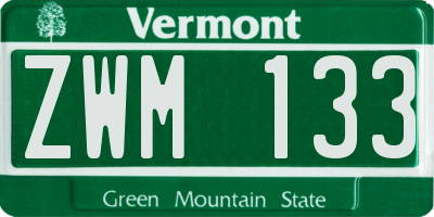 VT license plate ZWM133