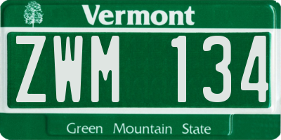 VT license plate ZWM134