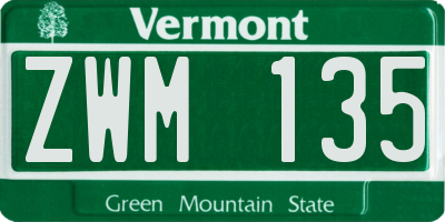 VT license plate ZWM135
