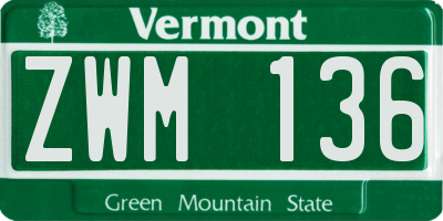 VT license plate ZWM136