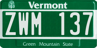 VT license plate ZWM137