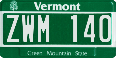 VT license plate ZWM140