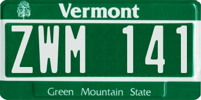 VT license plate ZWM141