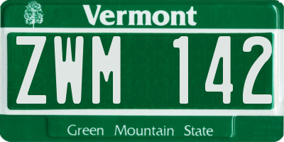 VT license plate ZWM142