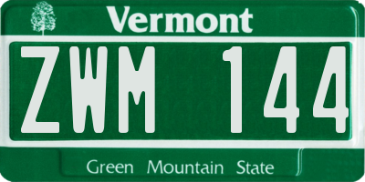 VT license plate ZWM144