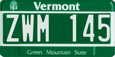 VT license plate ZWM145