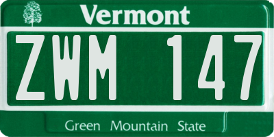 VT license plate ZWM147