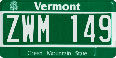 VT license plate ZWM149
