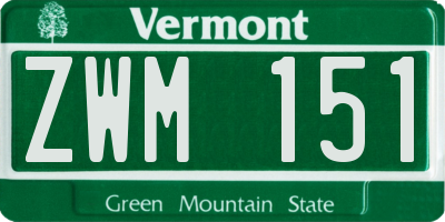 VT license plate ZWM151