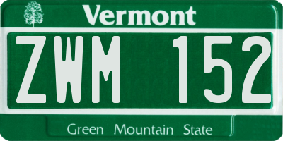 VT license plate ZWM152