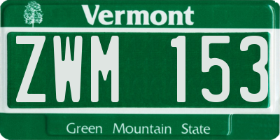 VT license plate ZWM153