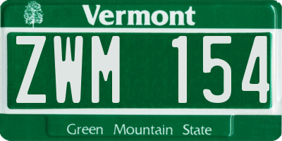 VT license plate ZWM154