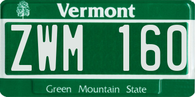 VT license plate ZWM160