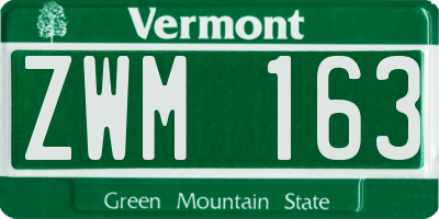 VT license plate ZWM163