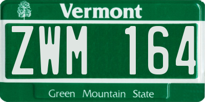 VT license plate ZWM164