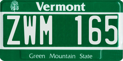 VT license plate ZWM165