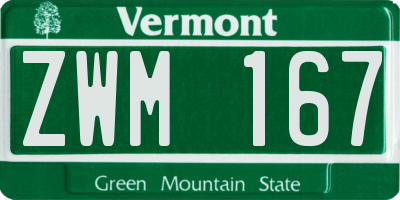 VT license plate ZWM167