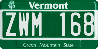 VT license plate ZWM168