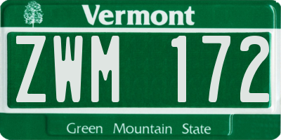 VT license plate ZWM172