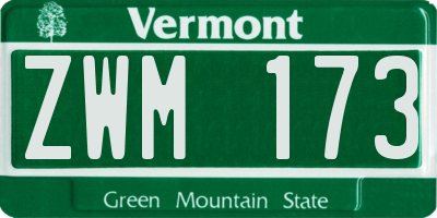 VT license plate ZWM173
