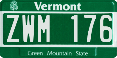VT license plate ZWM176