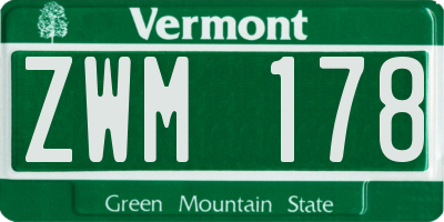 VT license plate ZWM178