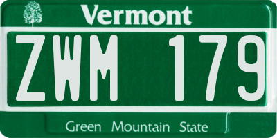 VT license plate ZWM179