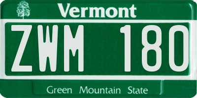 VT license plate ZWM180