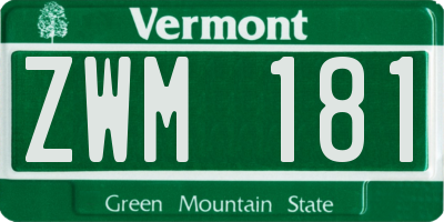 VT license plate ZWM181