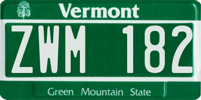 VT license plate ZWM182